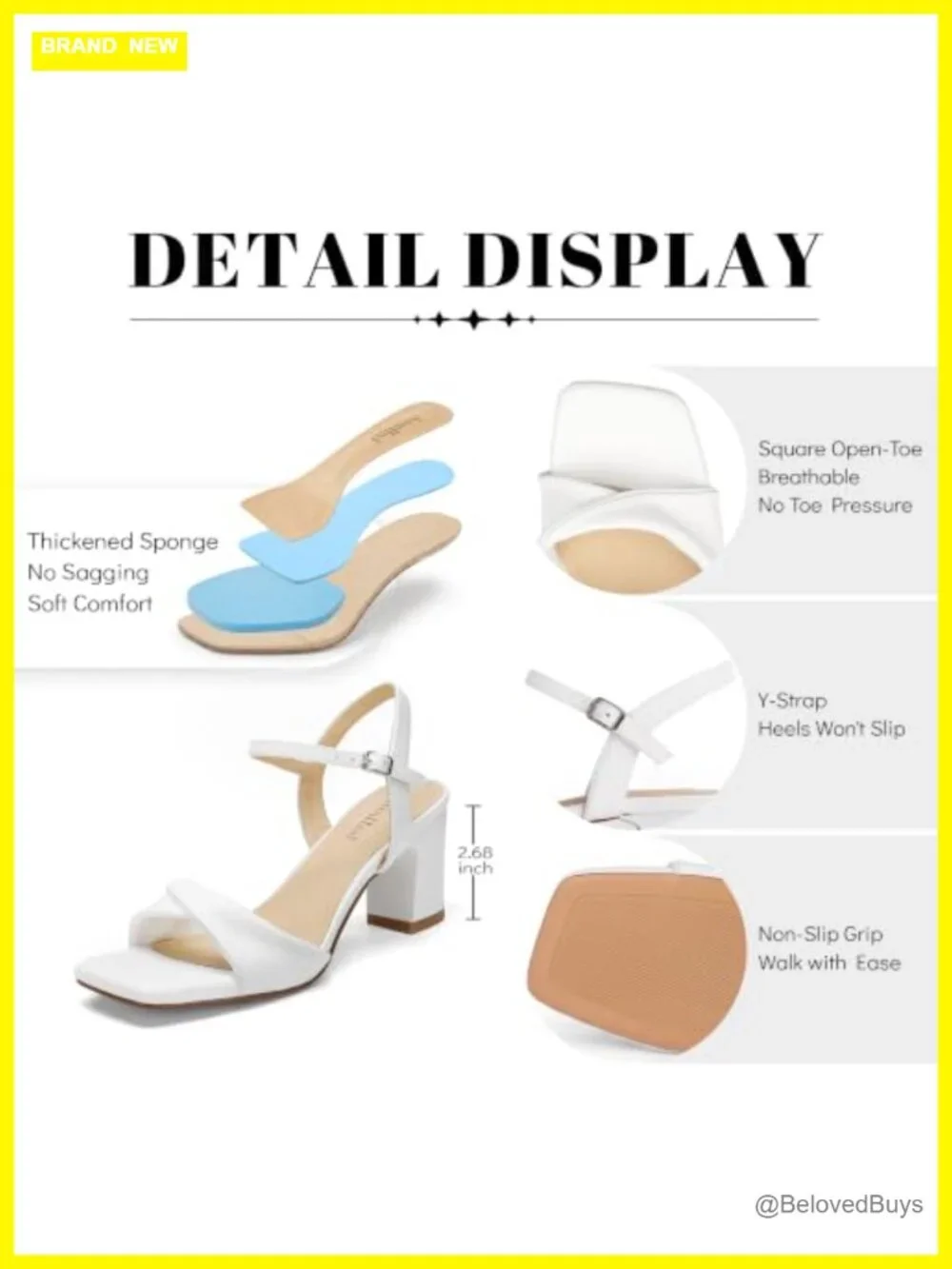 Women's Strappy Block Heel Sandals Square Toe Ankle Strap